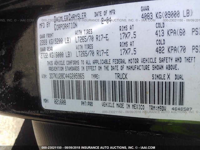 3D7KU28C44G205965 - 2004 DODGE RAM 2500 ST/SLT 栗色 照片 9