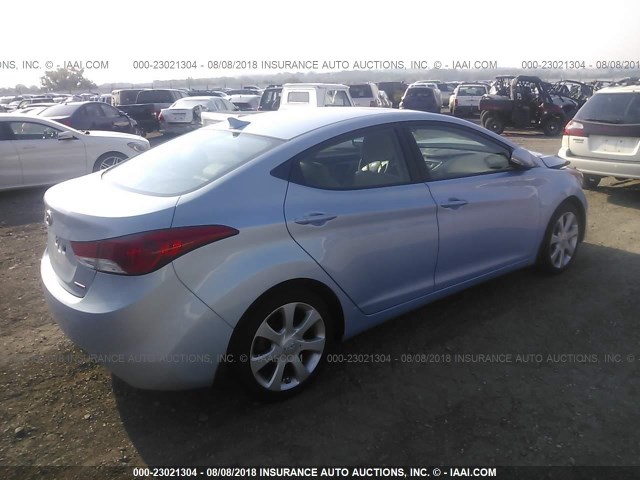 KMHDH4AE5CU355069 - 2012 HYUNDAI ELANTRA GLS/LIMITED BLUE photo 4