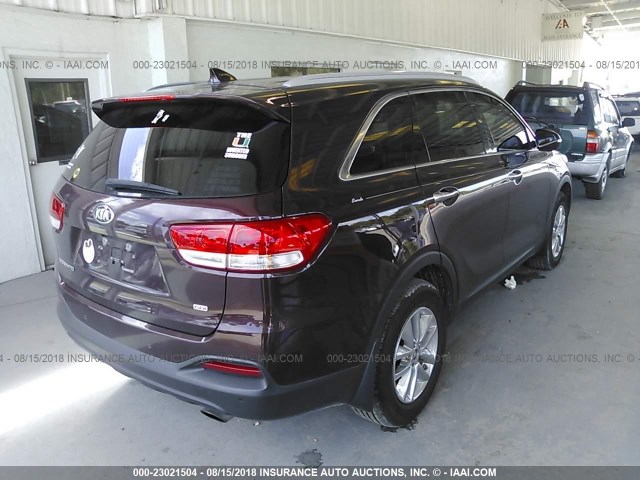 5XYPG4A37GG136544 - 2016 KIA SORENTO LX/L PURPLE photo 4