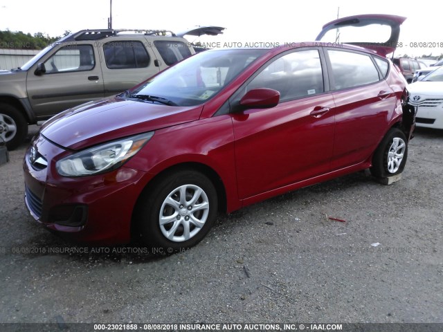 KMHCT5AE6EU165798 - 2014 HYUNDAI ACCENT GLS/GS RED photo 2