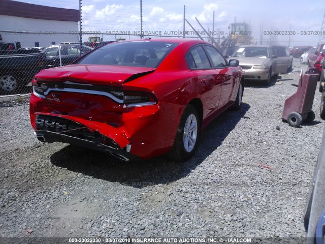 2C3CDXBG7JH206177 - 2018 DODGE CHARGER SXT RED photo 4