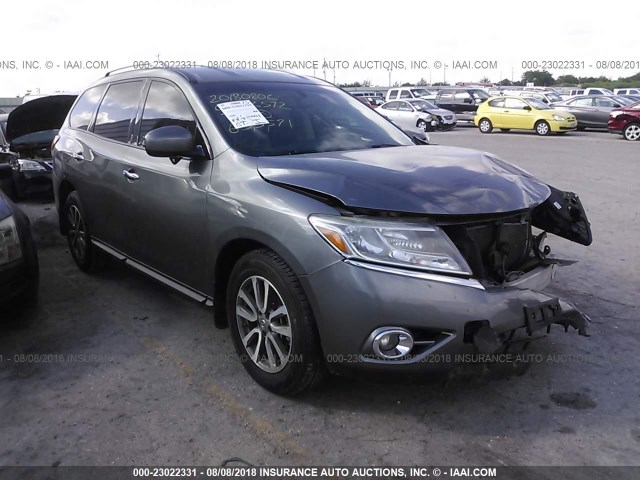 5N1AR2MN8FC655571 - 2015 NISSAN PATHFINDER S/SV/SL/PLATINUM GRAY photo 1