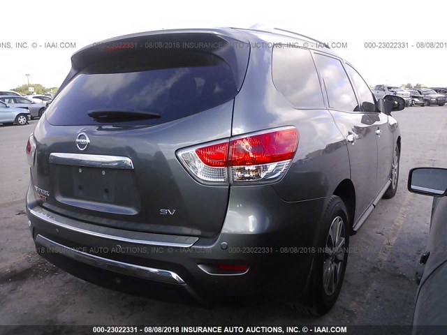 5N1AR2MN8FC655571 - 2015 NISSAN PATHFINDER S/SV/SL/PLATINUM GRAY photo 4