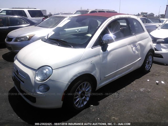 3C3CFFER3DT748583 - 2013 FIAT 500 LOUNGE WHITE photo 2