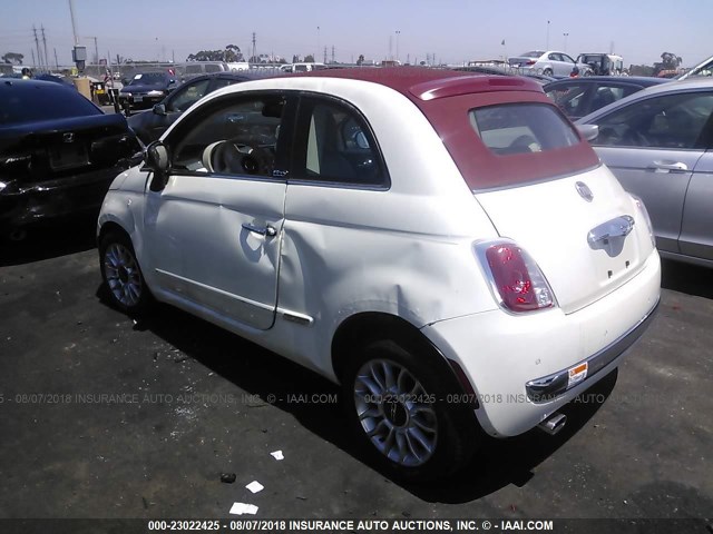 3C3CFFER3DT748583 - 2013 FIAT 500 LOUNGE WHITE photo 3