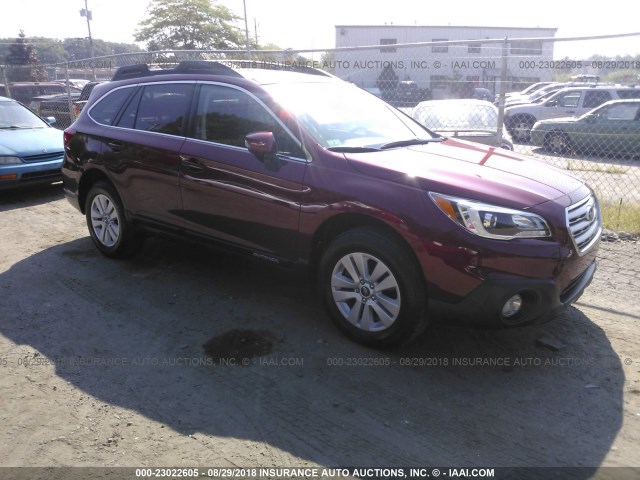 4S4BSAHCXH3219271 - 2017 SUBARU OUTBACK 2.5I PREMIUM RED photo 1