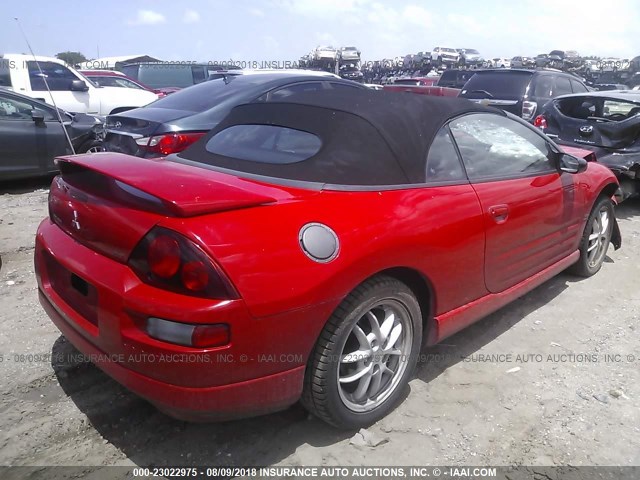 4A3AE55H21E005249 - 2001 MITSUBISHI ECLIPSE SPYDER GT RED photo 4