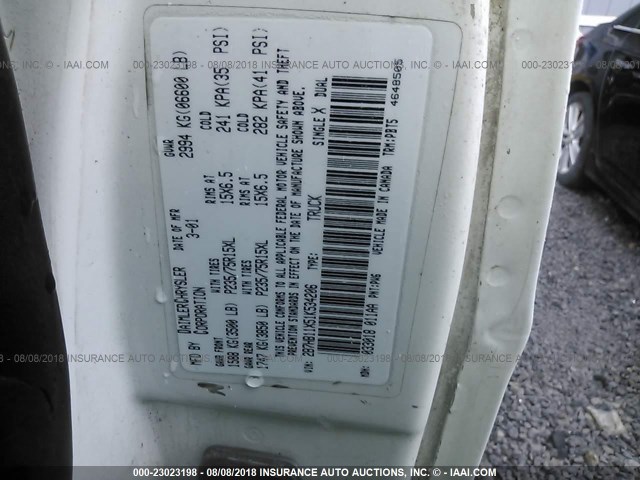 2B7HB11X51K534206 - 2001 DODGE RAM VAN B1500 თეთრი ფოტო 9