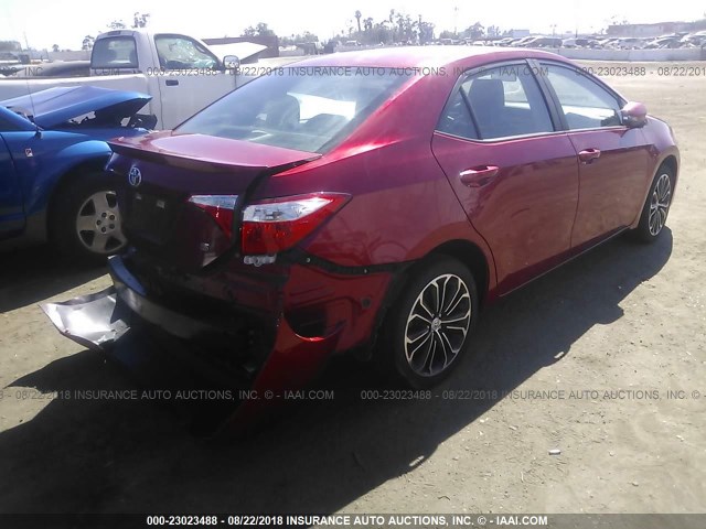 5YFBURHE9FP330073 - 2015 TOYOTA COROLLA L/LE/LE PLS/PRM/S/S PLS RED photo 4