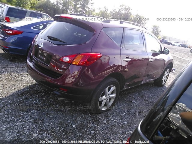 JN8AZ18W39W121595 - 2009 NISSAN MURANO S/SL/LE RED photo 4