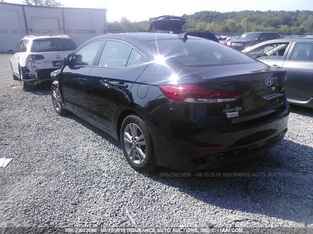 KMHD84LF5JU449262 - 2018 HYUNDAI ELANTRA SEL/VALUE/LIMITED BLACK photo 3