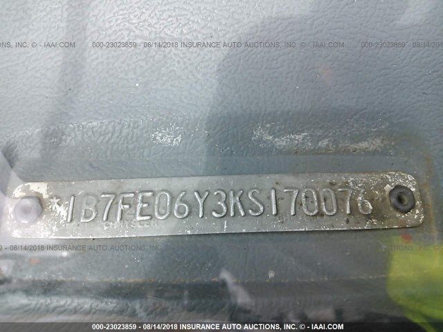 1B7FE06Y3KS170076 - 1989 DODGE D-SERIES D100 GRAY photo 9