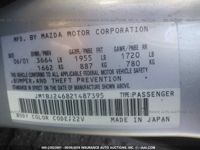 JM1BJ246821487395 - 2002 MAZDA PROTEGE PR5 银色 照片 9