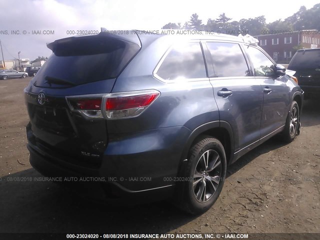 5TDJKRFH9GS267595 - 2016 TOYOTA HIGHLANDER XLE ლურჯი ფოტო 4