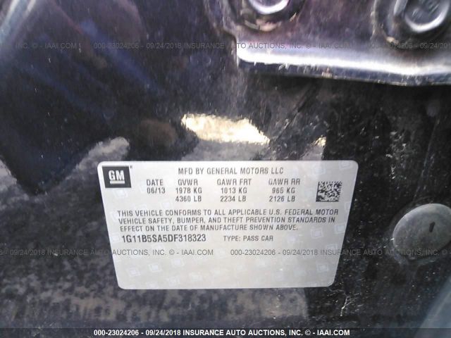 1G11B5SA5DF318323 - 2013 CHEVROLET MALIBU LS 黑色 照片 9