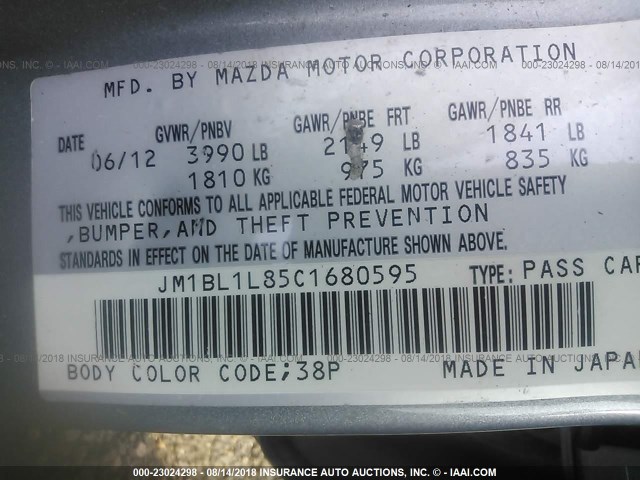 JM1BL1L85C1680595 - 2012 MAZDA 3 I SILVER photo 9