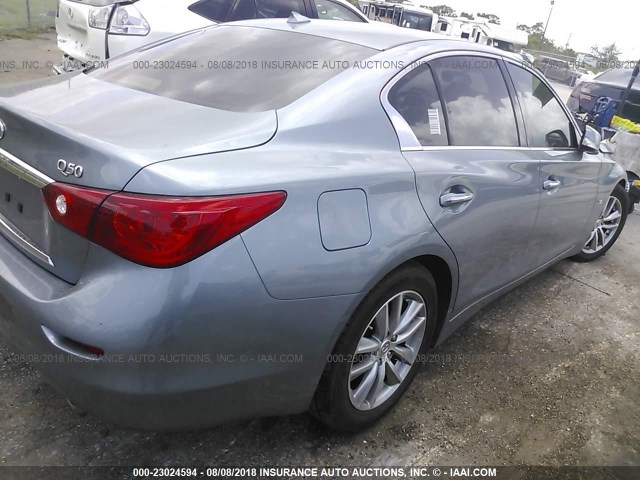 JN1BV7AP7FM335792 - 2015 INFINITI Q50 PREMIUM/SPORT Light Blue photo 4