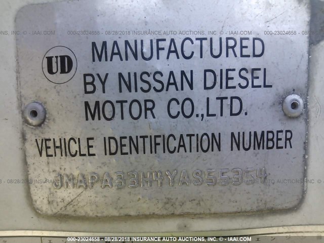 JNAPA33H4YAS55354 - 2000 NISSAN DIESEL UD2600 WHITE photo 10