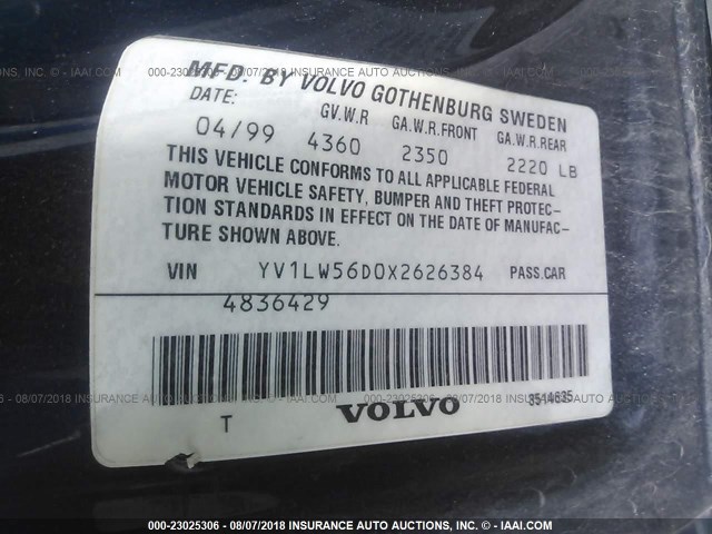 YV1LW56D0X2626384 - 1999 VOLVO V70 GLT BLUE photo 9