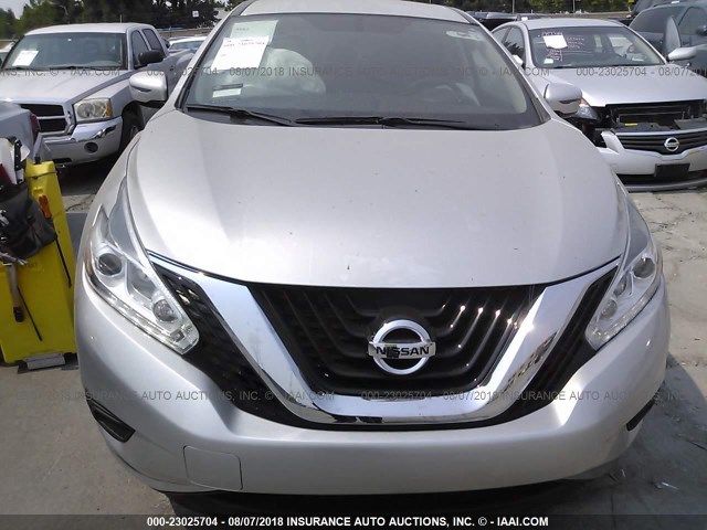 5N1AZ2MH8GN104024 - 2016 NISSAN MURANO S/SL/SV/PLATINUM SILVER photo 6