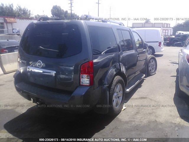 5N1AR1NB7CC631093 - 2012 NISSAN PATHFINDER S/LE/SE GRAY photo 4