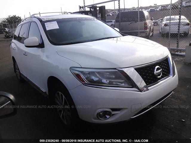 5N1AR2MN8DC607470 - 2013 NISSAN PATHFINDER S/SV/SL/PLATINUM WHITE photo 1