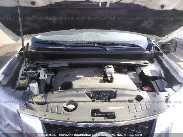 5N1AR2MN8DC607470 - 2013 NISSAN PATHFINDER S/SV/SL/PLATINUM WHITE photo 10