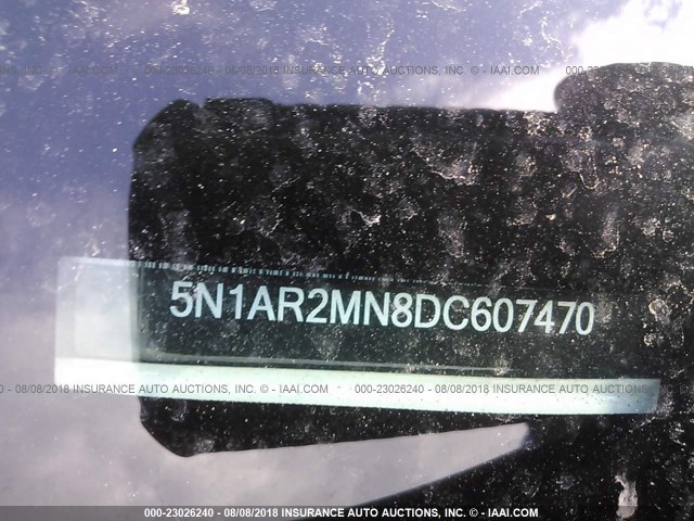 5N1AR2MN8DC607470 - 2013 NISSAN PATHFINDER S/SV/SL/PLATINUM WHITE photo 9