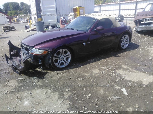 4USBT53423LU03616 - 2003 BMW Z4 3.0 MAROON photo 2