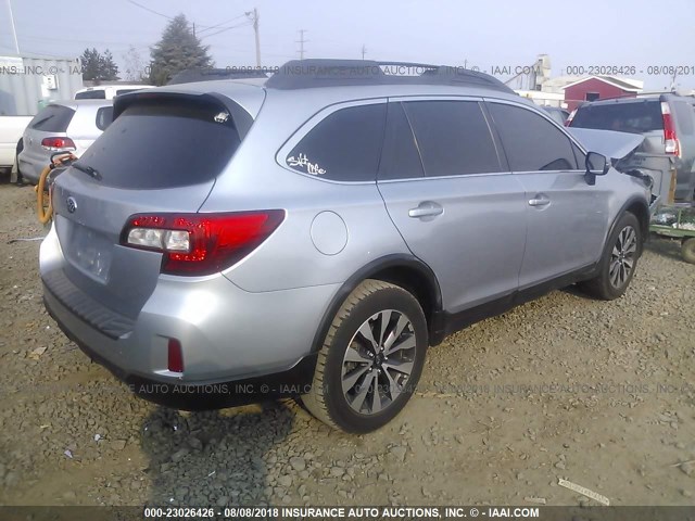 4S4BSALC6F3261876 - 2015 SUBARU OUTBACK 2.5I LIMITED SILVER photo 4