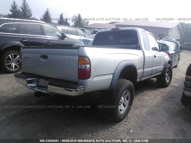 5TEWN72N62Z143891 - 2002 TOYOTA TACOMA XTRACAB SILVER photo 4