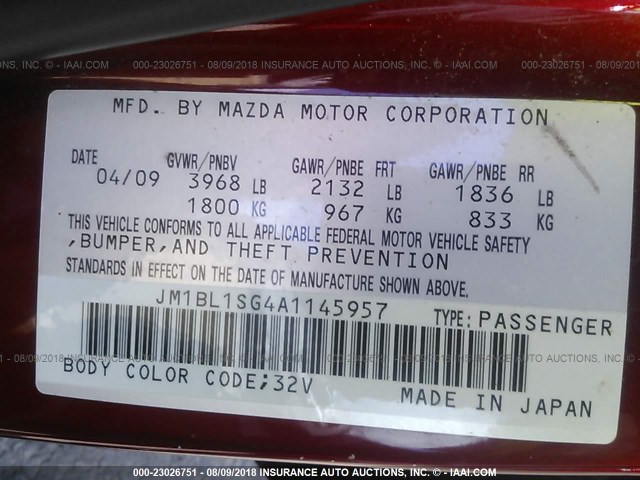 JM1BL1SG4A1145957 - 2010 MAZDA 3 I RED photo 9