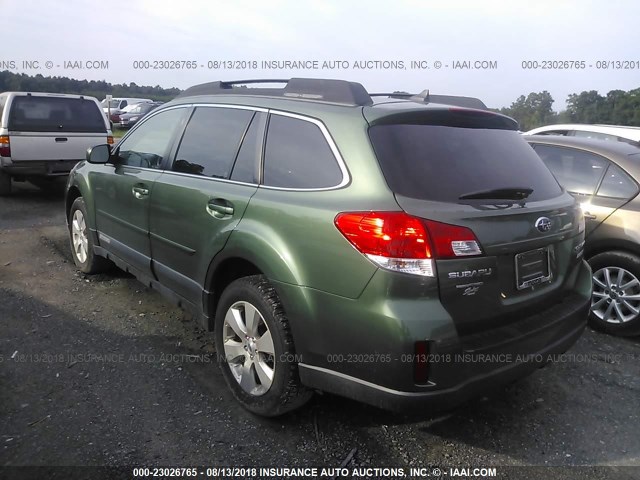 4S4BRBLCXC3251347 - 2012 SUBARU OUTBACK 2.5I LIMITED GREEN photo 3