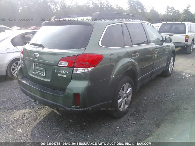 4S4BRBLCXC3251347 - 2012 SUBARU OUTBACK 2.5I LIMITED GREEN photo 4