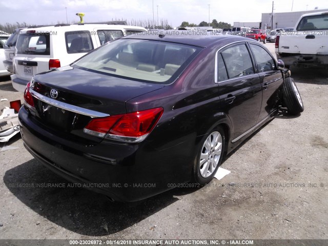 4T1BK3DB3BU392186 - 2011 TOYOTA AVALON LIMITED MAROON photo 4