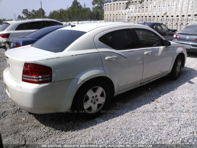 1B3LC46K38N207244 - 2008 DODGE AVENGER SE WHITE photo 4