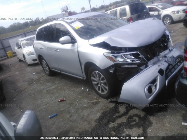 5N1AR2MN3EC671126 - 2014 NISSAN PATHFINDER S/SV/SL/PLATINUM SILVER photo 1