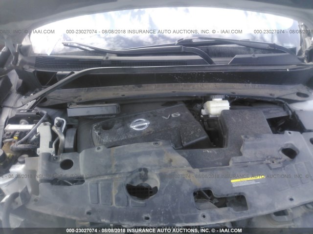 5N1AR2MN3EC671126 - 2014 NISSAN PATHFINDER S/SV/SL/PLATINUM SILVER photo 10