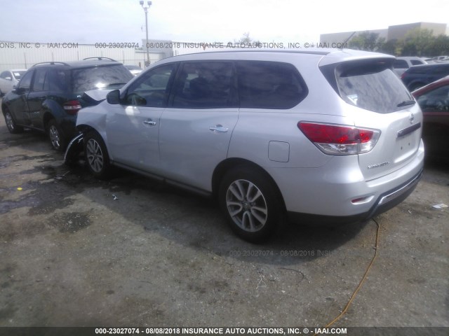5N1AR2MN3EC671126 - 2014 NISSAN PATHFINDER S/SV/SL/PLATINUM SILVER photo 3