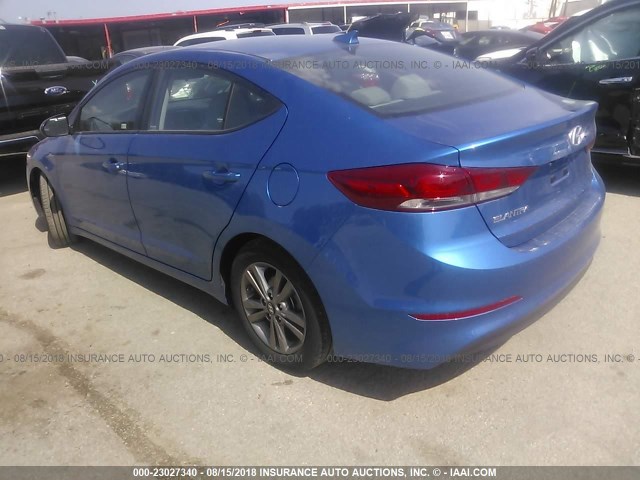 5NPD84LF6JH254186 - 2018 HYUNDAI ELANTRA SEL/VALUE/LIMITED BLUE photo 3