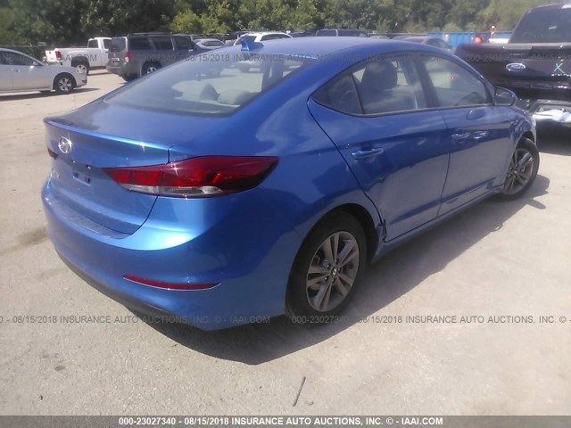 5NPD84LF6JH254186 - 2018 HYUNDAI ELANTRA SEL/VALUE/LIMITED BLUE photo 4