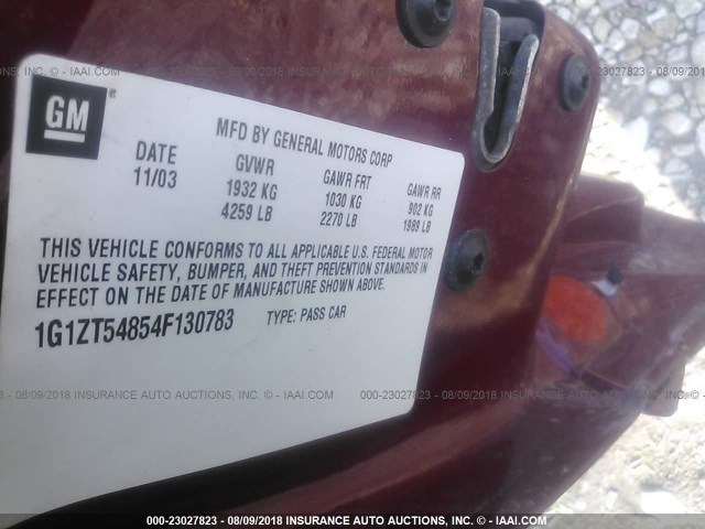 1G1ZT54854F130783 - 2004 CHEVROLET MALIBU LS RED photo 9