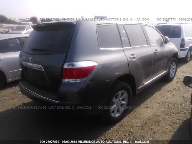 5TDZA3EH8CS019451 - 2012 TOYOTA HIGHLANDER SE GRAY photo 4