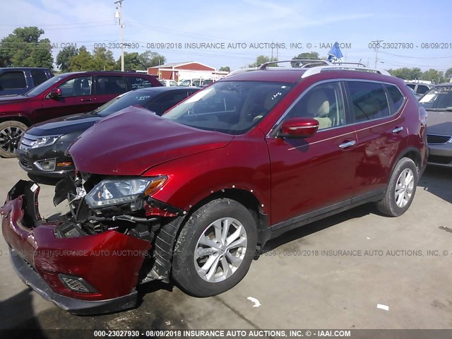 5N1AT2MT0EC838364 - 2014 NISSAN ROGUE S/SL/SV RED photo 2