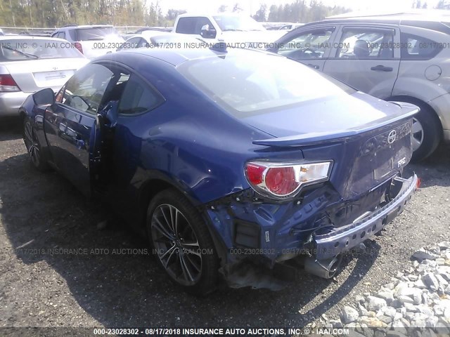 JF1ZNAA19F8712867 - 2015 TOYOTA SCION FR-S BLUE photo 3