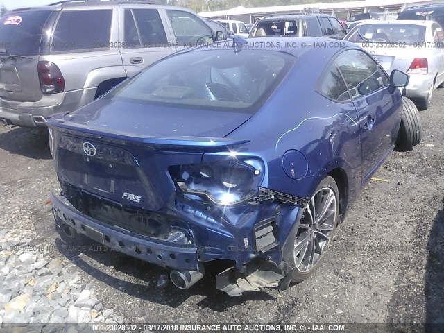 JF1ZNAA19F8712867 - 2015 TOYOTA SCION FR-S BLUE photo 4