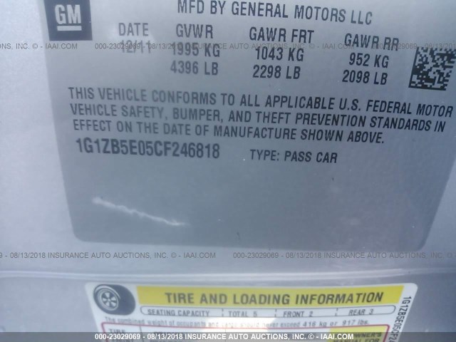 1G1ZB5E05CF246818 - 2012 CHEVROLET MALIBU LS Gümüş foto 9