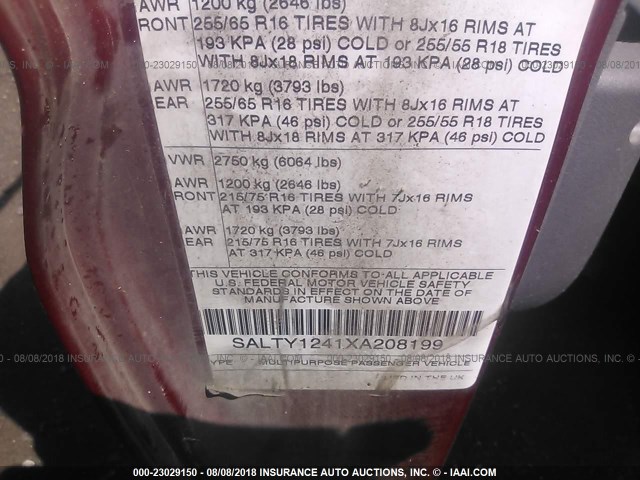 SALTY1241XA208199 - 1999 LAND ROVER DISCOVERY II  წითელი ფოტო 9