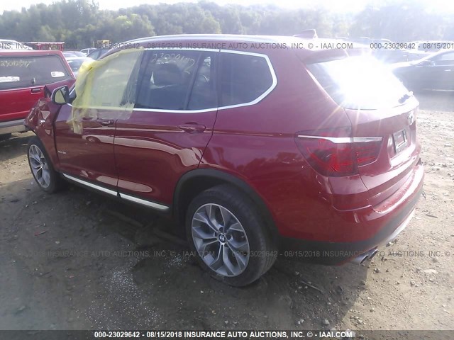 5UXWX9C30H0T17397 - 2017 BMW X3 XDRIVE28I RED photo 3