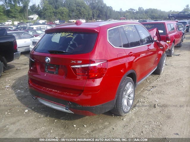 5UXWX9C30H0T17397 - 2017 BMW X3 XDRIVE28I RED photo 4